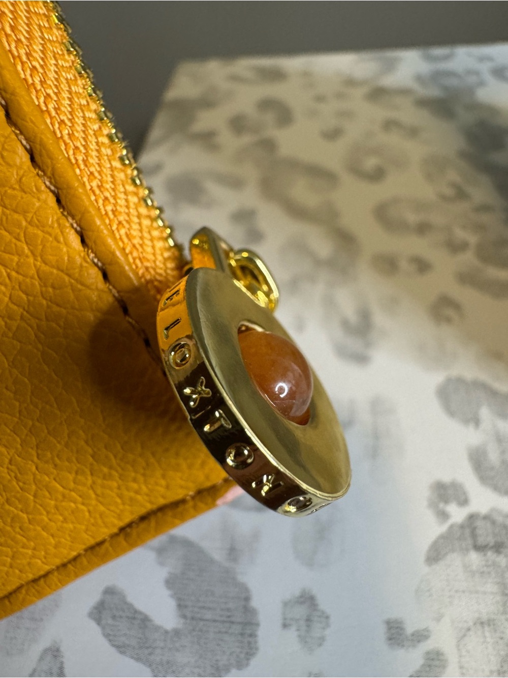 Katie Loxton Mom Love Mustard Yellow Leather Pouch - Picture 3 of 4